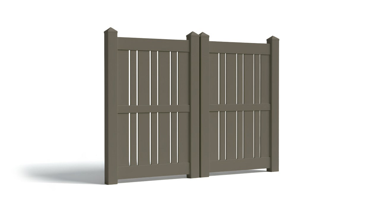 6' Tall x 8' Wide Double Drive Swing Vinyl Gate For Vinyl Fences (AFS-23)