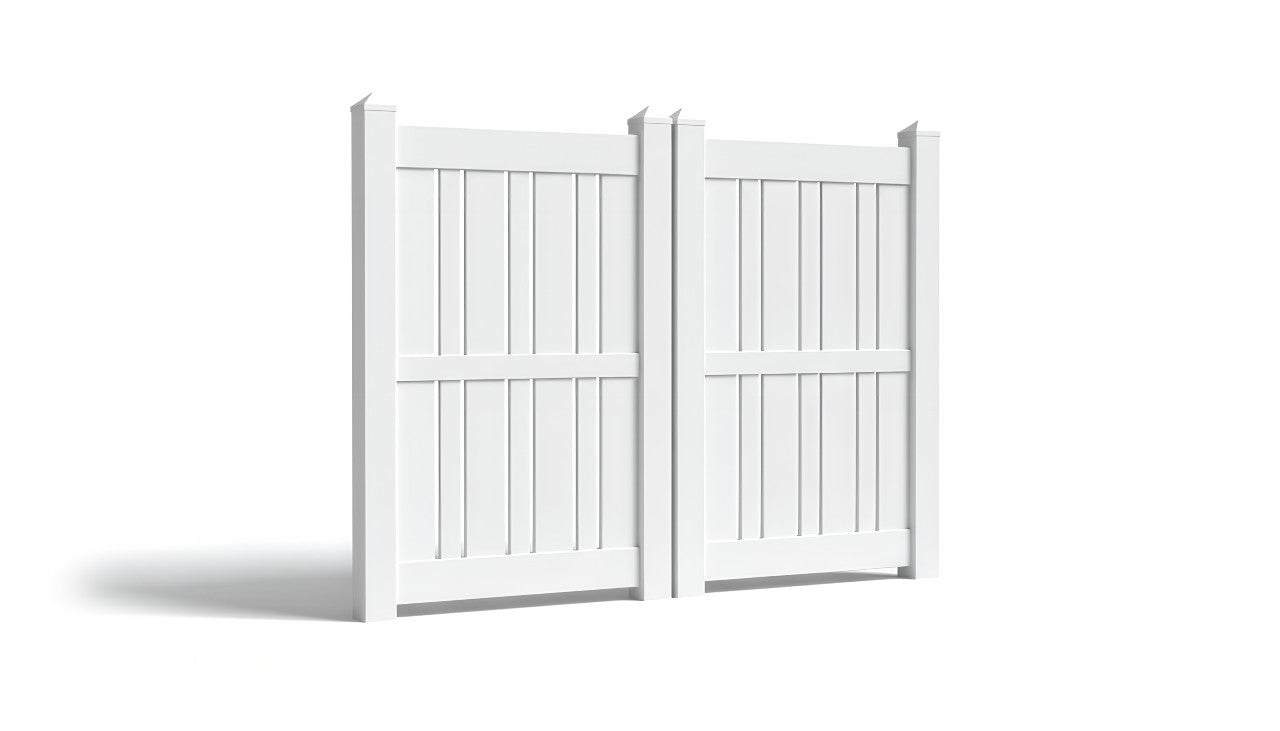 6' Tall x 8' Wide Double Drive Swing Vinyl Gate For Vinyl Fences (AFS-23)