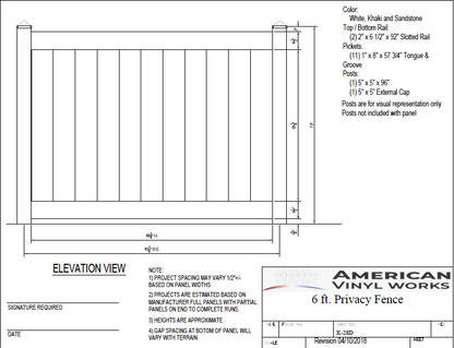 [75 Feet Of Fence] 6' Tall Privacy K-28D Vinyl Complete Fence Package