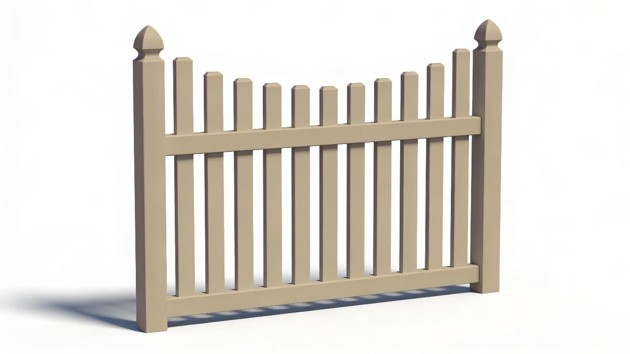 4' Tall x 6' Wide Underscallop Picket Fence Panel w/ 3" Gap (AFC-97)