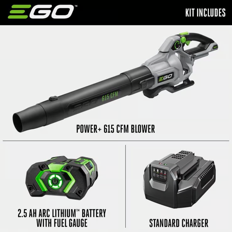 EGO Power+ LB6151 170 mph 615 CFM 56 V Battery Handheld Leaf Blower Kit (Battery & Charger) W/ 2.5 AH BATTERY