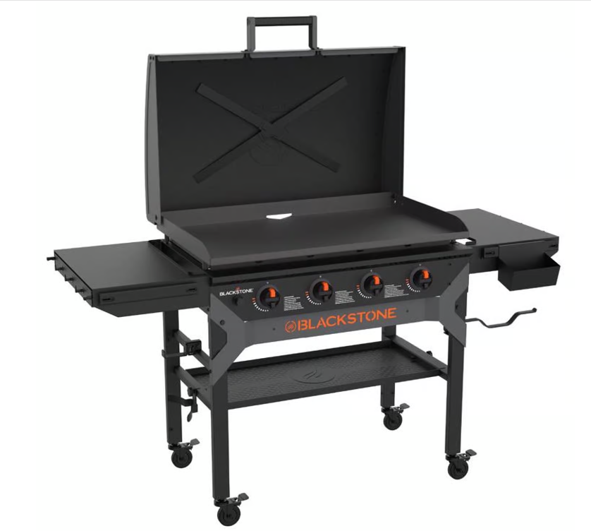 Blackstone Iron Forged 4 Burner Liquid Propane Outdoor Griddle with Hood Black