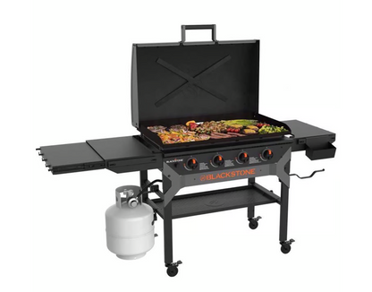 Blackstone Iron Forged 4 Burner Liquid Propane Outdoor Griddle with Hood Black
