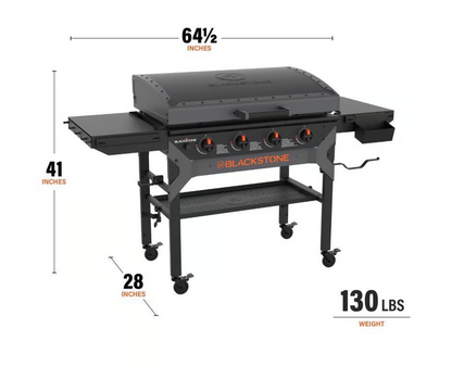 Blackstone Iron Forged 4 Burner Liquid Propane Outdoor Griddle with Hood Black