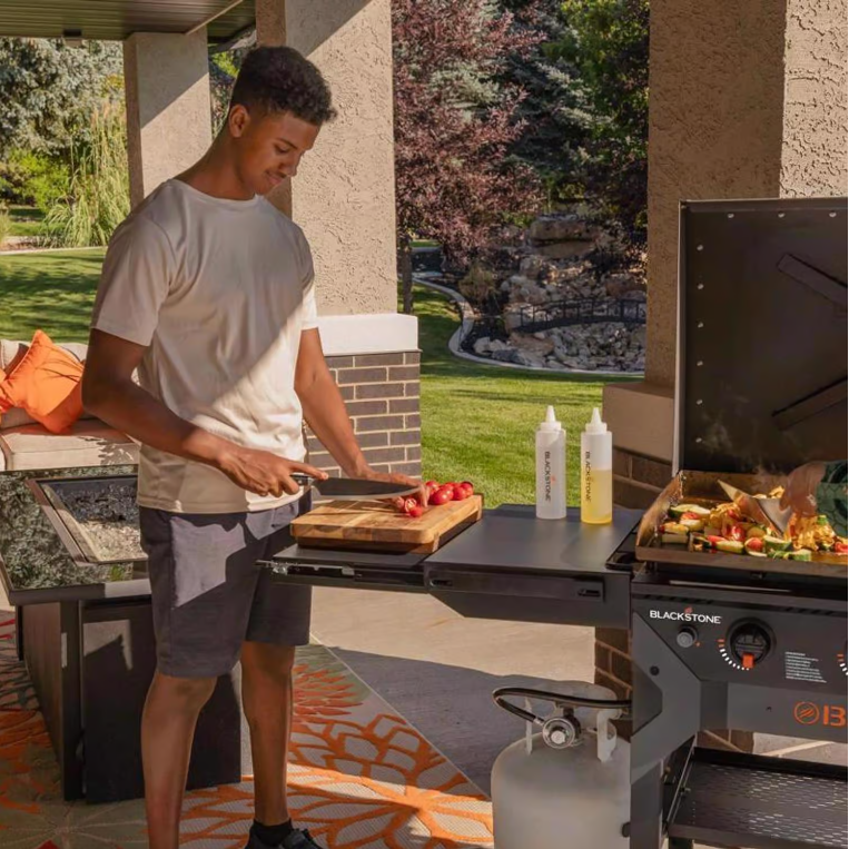 Blackstone Iron Forged 4 Burner Liquid Propane Outdoor Griddle with Hood Black