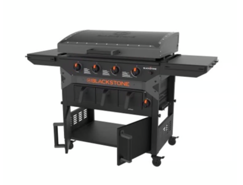 Blackstone 2402 4 Burner Liquid Propane Outdoor Griddle with Hood Black