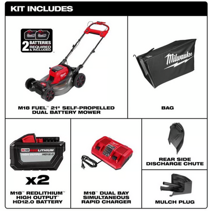 Milwaukee M18 FUEL 2823-22HD 21 in. 18 V Battery Self-Propelled Lawn Mower Kit (Battery & Charger)