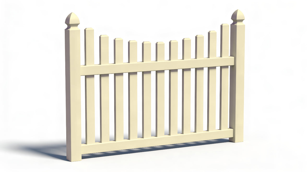 4' Tall x 6' Wide Underscallop Picket Fence Panel w/ 3" Gap (AFC-97)