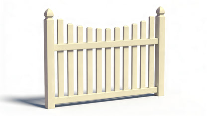 4' Tall x 6' Wide Underscallop Picket Fence Panel w/ 3" Gap (AFC-97)
