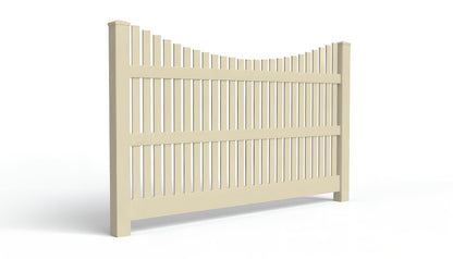 6' Tall x 8' Wide Underscallop Picket Fence Panel w/ 1" Gap For Vinyl Fences (AFC-013)