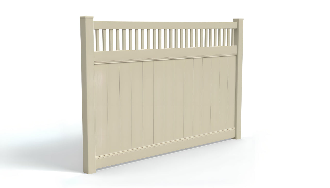 6' Tall x 8' Wide Privacy Fence Panel w/ Picket Accent For Vinyl Fences (AFC-018)