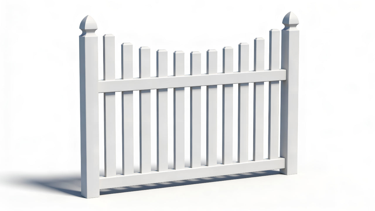 4' Tall x 6' Wide Underscallop Picket Fence Panel w/ 3" Gap (AFC-97)