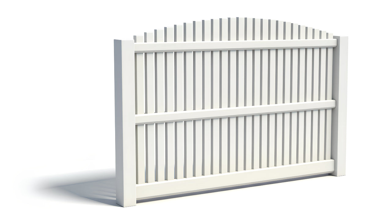 5' Tall x 8' Wide Overscallop Picket Fence Panel w/ 1" Gap For Vinyl Fences (AFC-004)