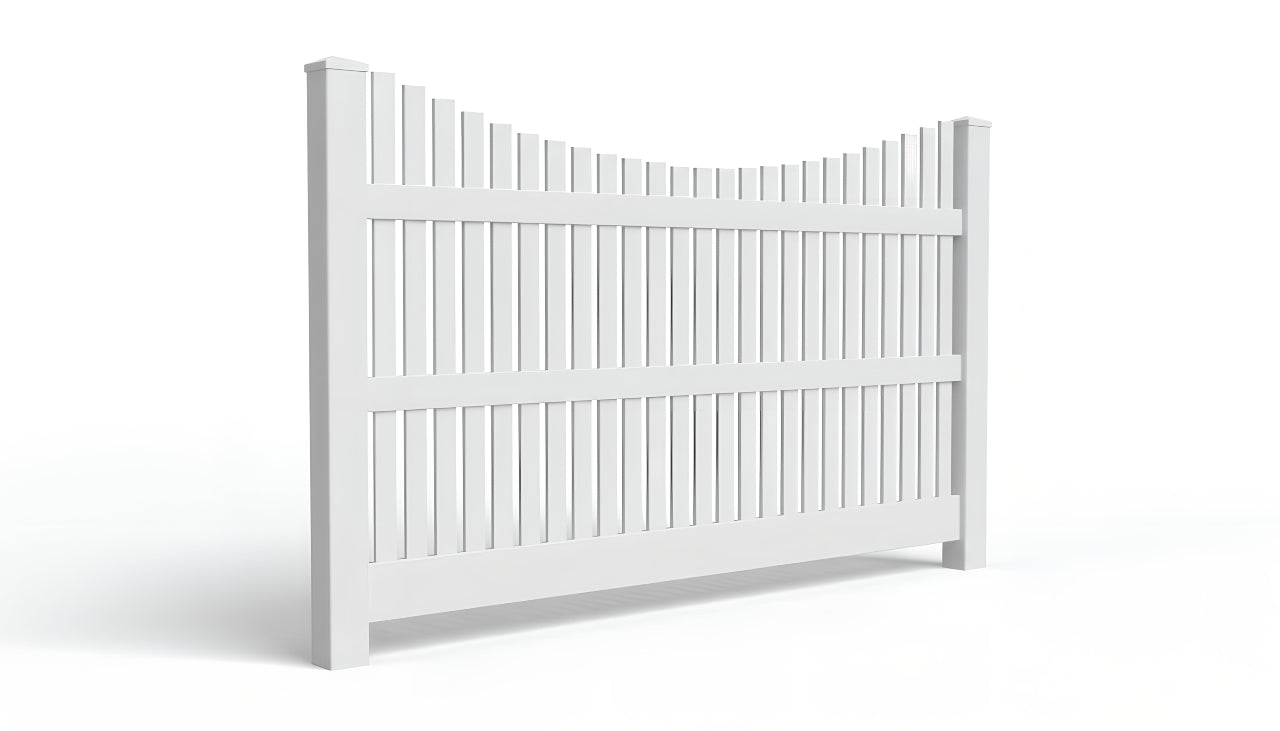 6' Tall x 8' Wide Underscallop Picket Fence Panel w/ 1" Gap For Vinyl Fences (AFC-013)