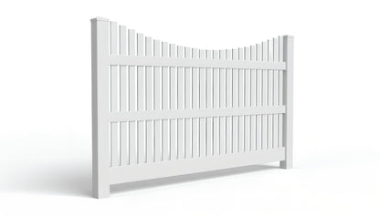 6' Tall x 8' Wide Underscallop Picket Fence Panel w/ 1" Gap For Vinyl Fences (AFC-013)