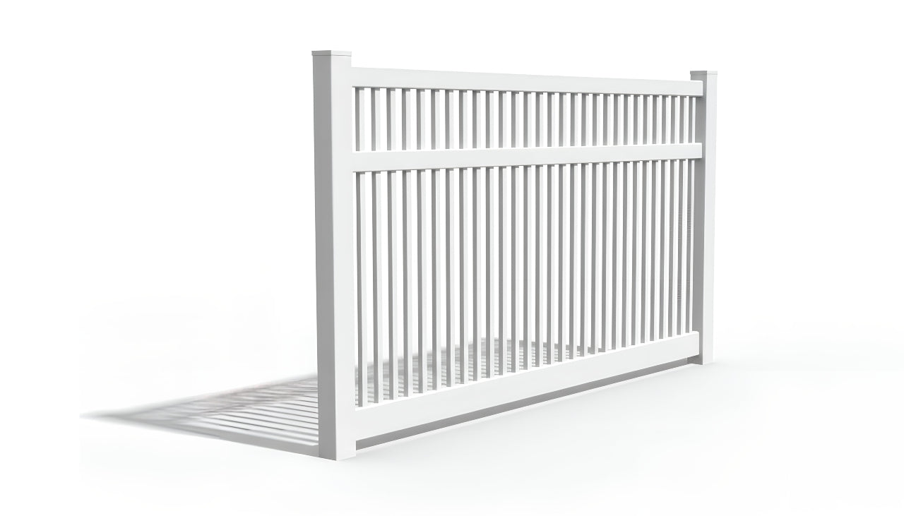 6' Tall x 8' Wide Semi-Private Pool Picket Fence Panel For Vinyl Fences (AFC-017)