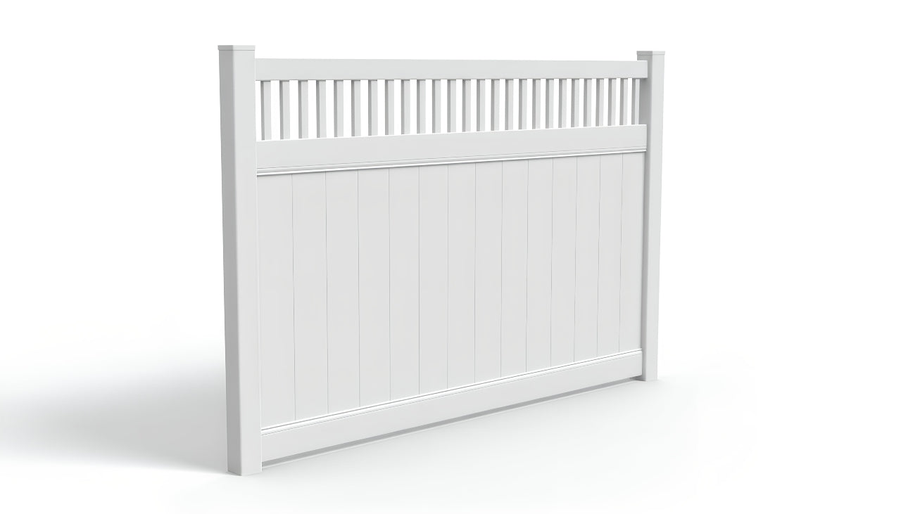 6' Tall x 8' Wide Privacy Fence Panel w/ Picket Accent For Vinyl Fences (AFC-018)