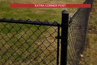Black Chain Link Complete Fence Package Extra Corner Post Kit