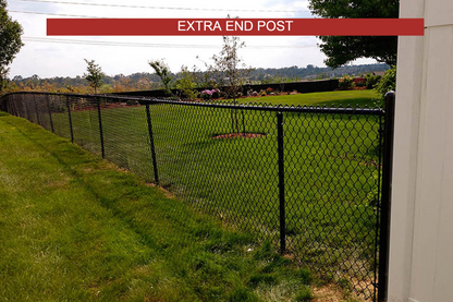 Black Chain Link Complete Fence Package Extra End Post Kit