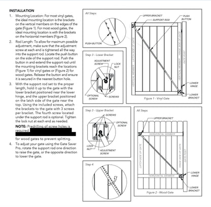 Gate Saver Pro Brace for Vinyl or Wood Fence Gates