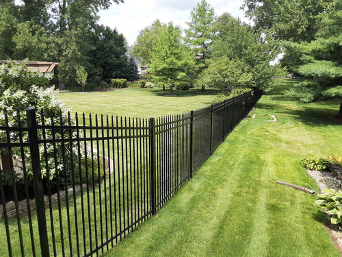 5' tall x 8' wide 3-Rail Ornamental Steel Spear Top Fence Panel with 3-7/8" Air Space - BUY PER PIECE (EACH)